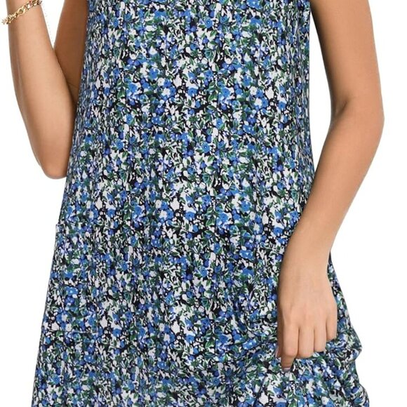 Womens Summer Cotton Blend Dress V Neck Sleeveless Pockets Beach Casual - Picture 5 of 7